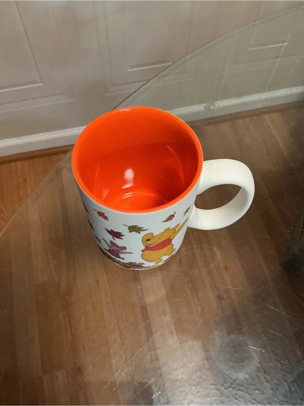 New Disney Winnie the Pooh Piglet Fall Autumn Coffee Mug Orange Interior 15 oz